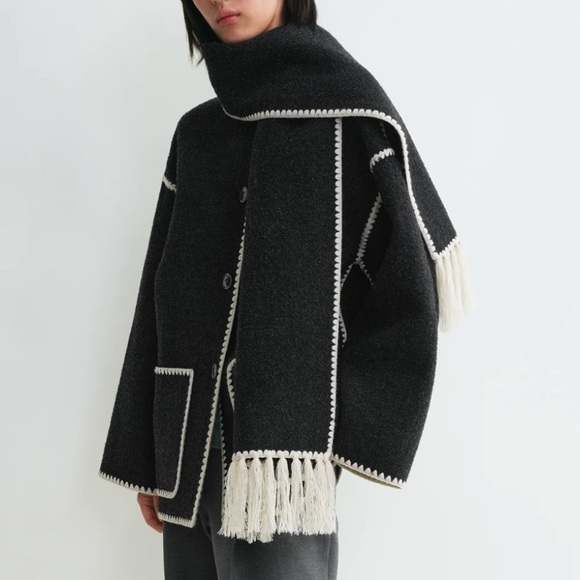 TOTEME Embroidered Scarf Jacket, Size 40 - Picture 5 of 15